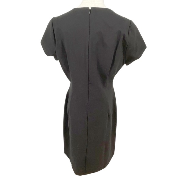 Boston Proper Black Square Neck Short Sleeve Sheath Dress Size 14 - Picture 3 of 8